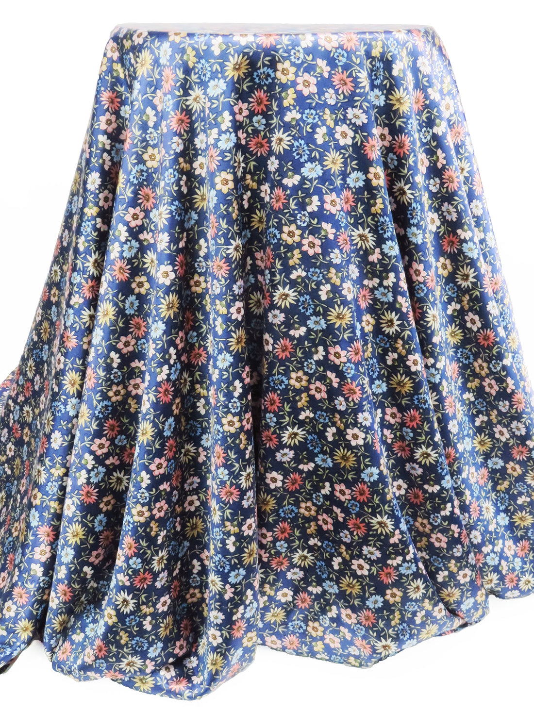 Space Cadet Blue/Sage/Salmon/Multi Polyester/Lycra Floral Print Stretch Charmeuse 58W