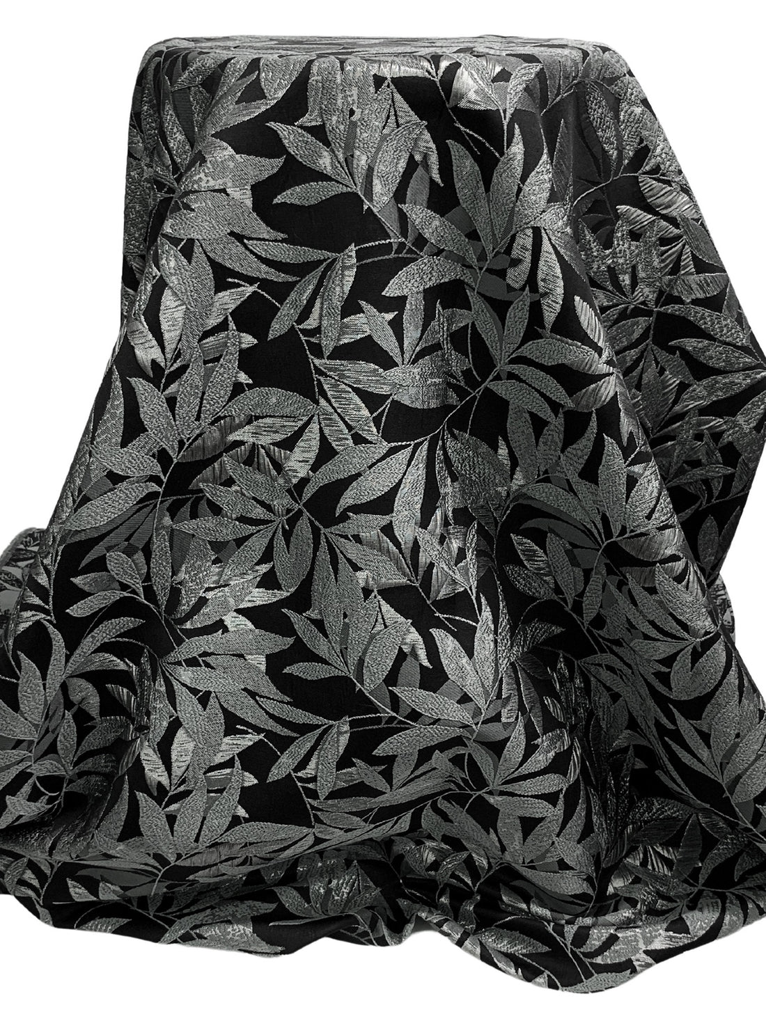 Gray/Black/Silver Polyester/Metallic Floral Brocade - Imported From Italy - 56W