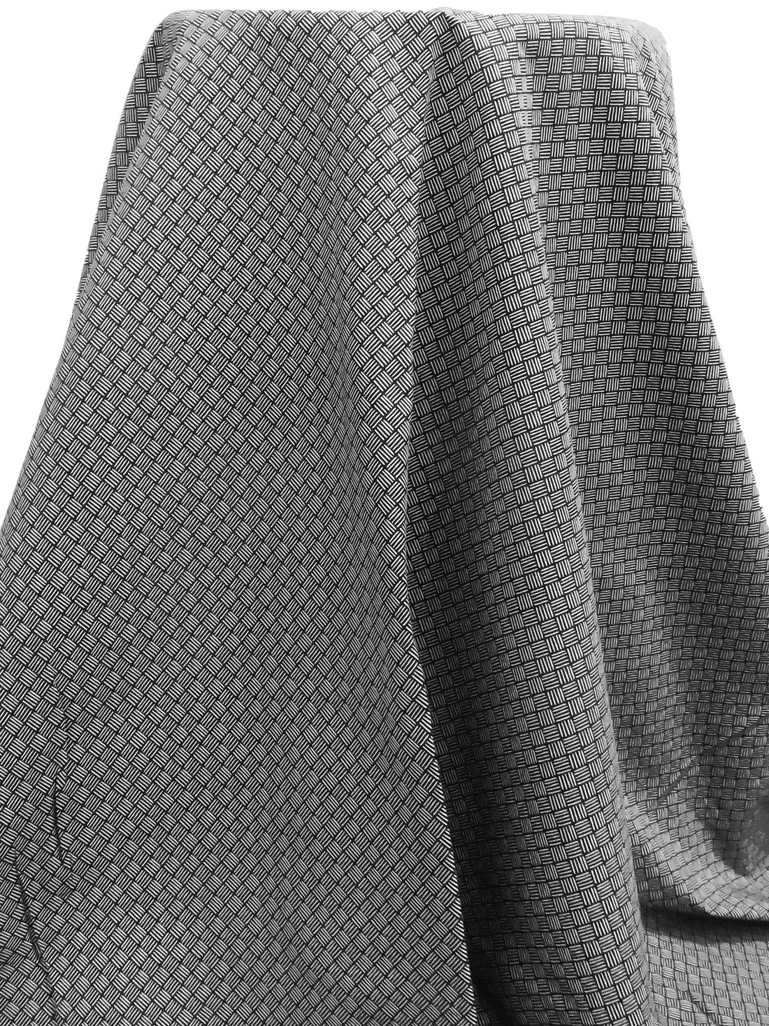 Black/White Rayon/Nylon/Lycra Geometric Line Print Stretch Bengaline Suiting 58W