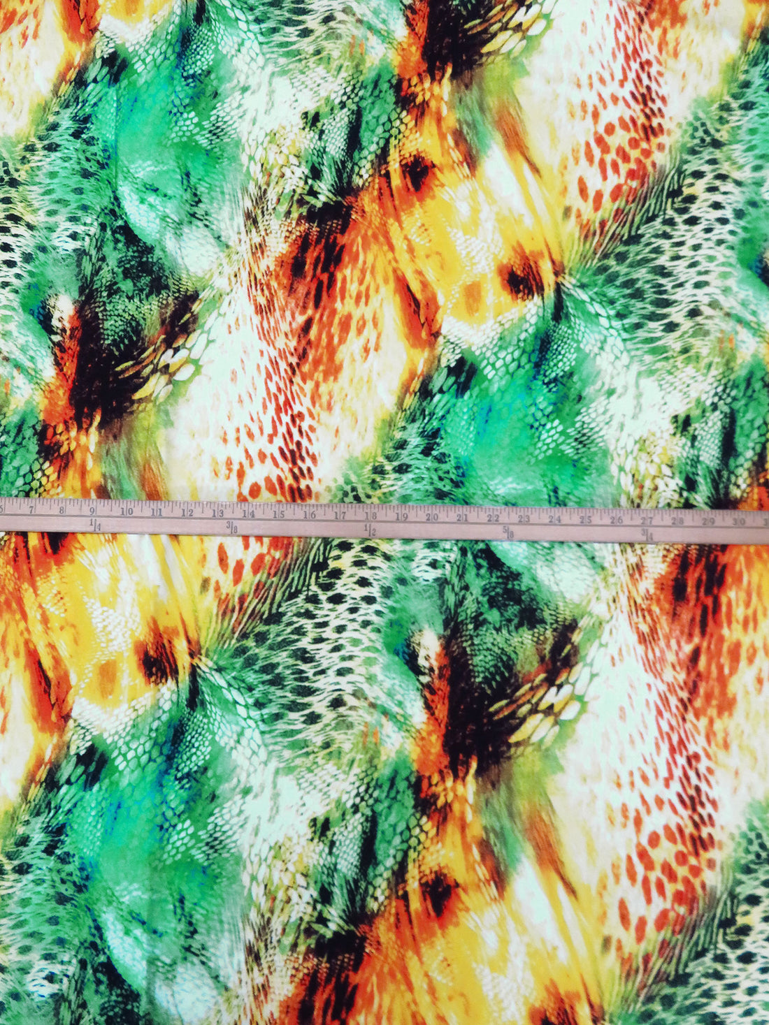 Vermilion/Sea Green/Lemon/Multi Rayon/Nylon/Lycra Abstract Animal Print Stretch Bengaline Suiting 57W