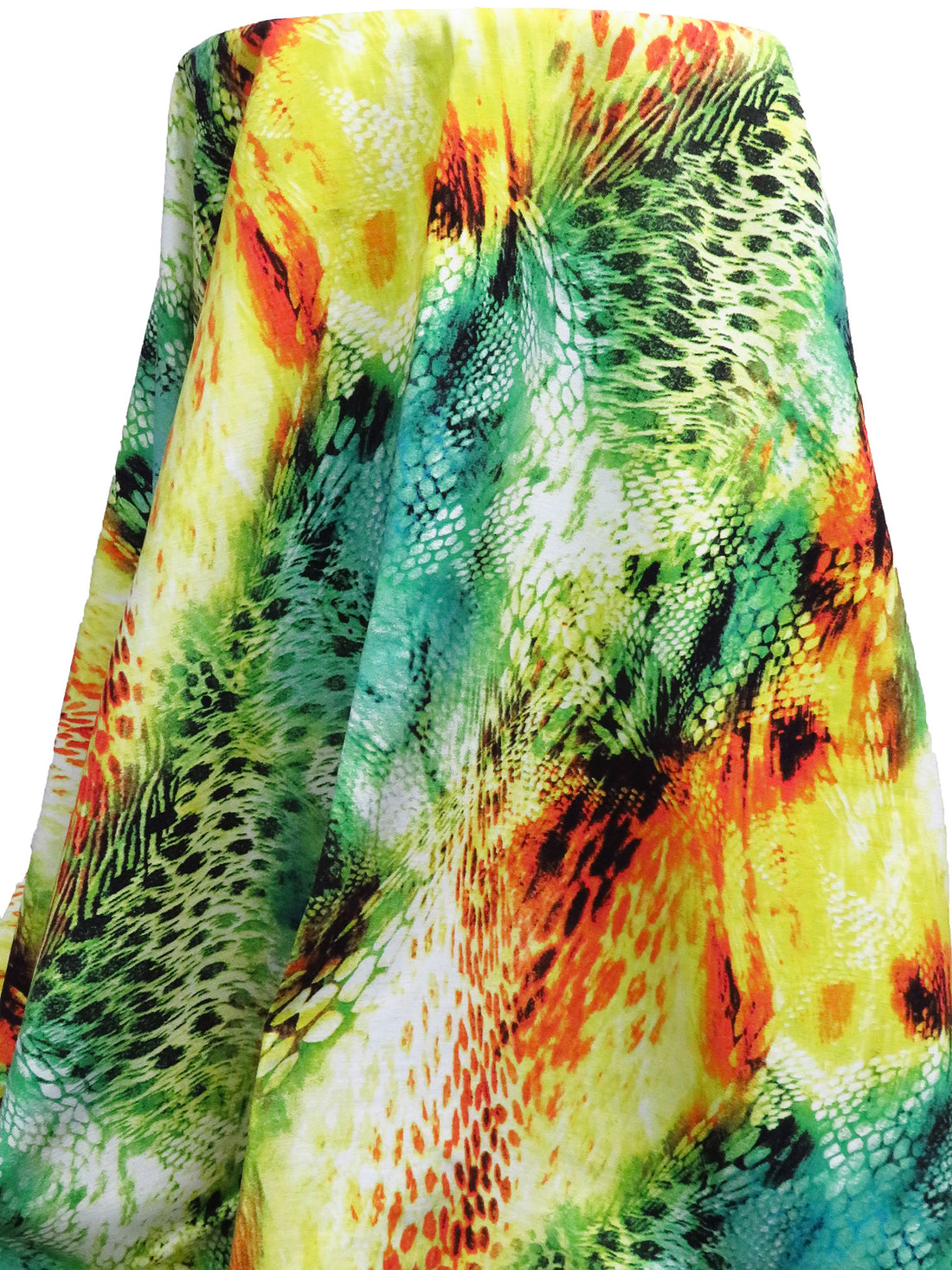 Vermilion/Sea Green/Lemon/Multi Rayon/Nylon/Lycra Abstract Animal Print Stretch Bengaline Suiting 57W