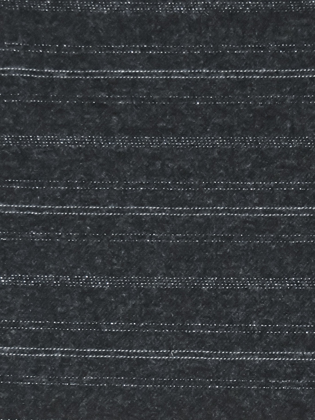 Dark Charcoal/Silver Wool/Polyester/Metallic Horizontal Stripe Weave Flannel Suiting - NY Designer - 59W