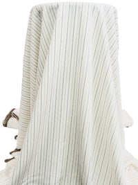 Off-White/Black/Dark Honey Polyester/Rayon Vertical Stripe Weave Twill Blouse Weight Woven - NY Designer - 58W