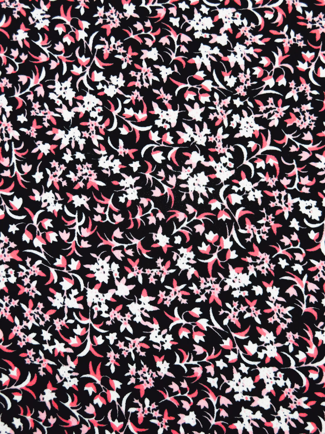 Black/White/Pale Pink/Multi 100% Polyester Small Floral Print Crepe Blouse Weight Woven 57W