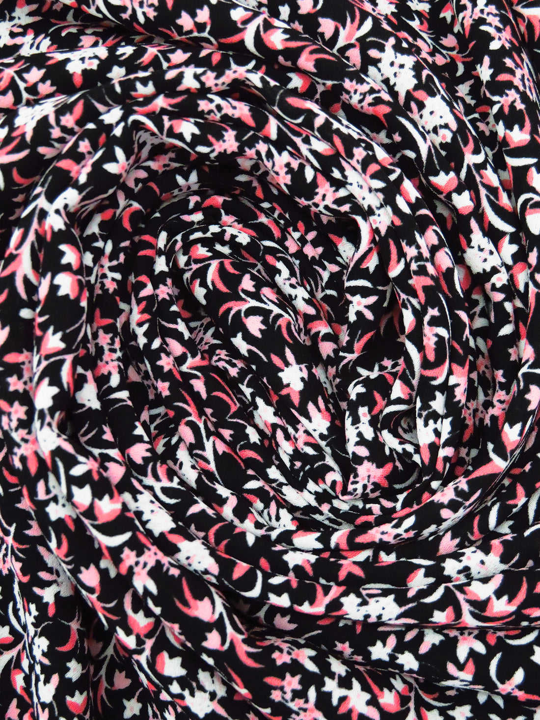 Black/White/Pale Pink/Multi 100% Polyester Small Floral Print Crepe Blouse Weight Woven 57W