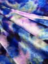 Light Hot Pink/Periwinkle Blue/Egyptian Blue/Multi Polyester/Lycra Blurred Floral Print Stretch Velvet Knit - Imported From Italy - 54W