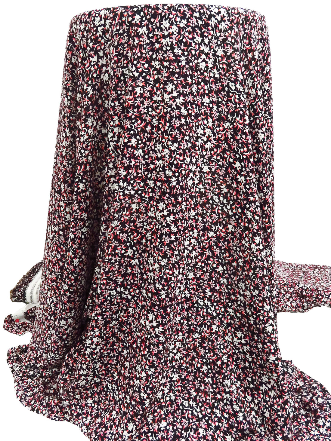 Black/White/Pale Pink/Multi 100% Polyester Small Floral Print Crepe Blouse Weight Woven 57W