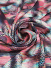 Apple Red/Dark Navy/Robin's Egg/Multi 100% Polyester Novelty Sketchy Circles Print Satin-Faced Chiffon 58W