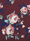 Deep Cabernet/Space Blue/Dark Rose Pink/Multi Polyester/Lycra Floral Print Double Brushed Knit 58W