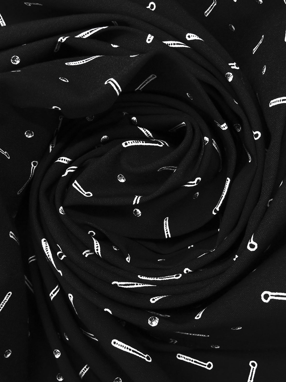 Black/White Rayon/Nylon/Lycra Golf Print Stretch Bengaline Suiting 56W