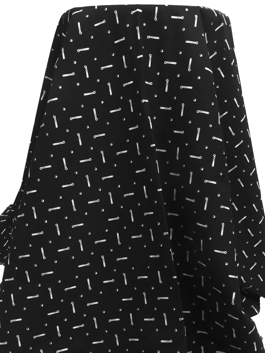 Black/White Rayon/Nylon/Lycra Golf Print Stretch Bengaline Suiting 56W