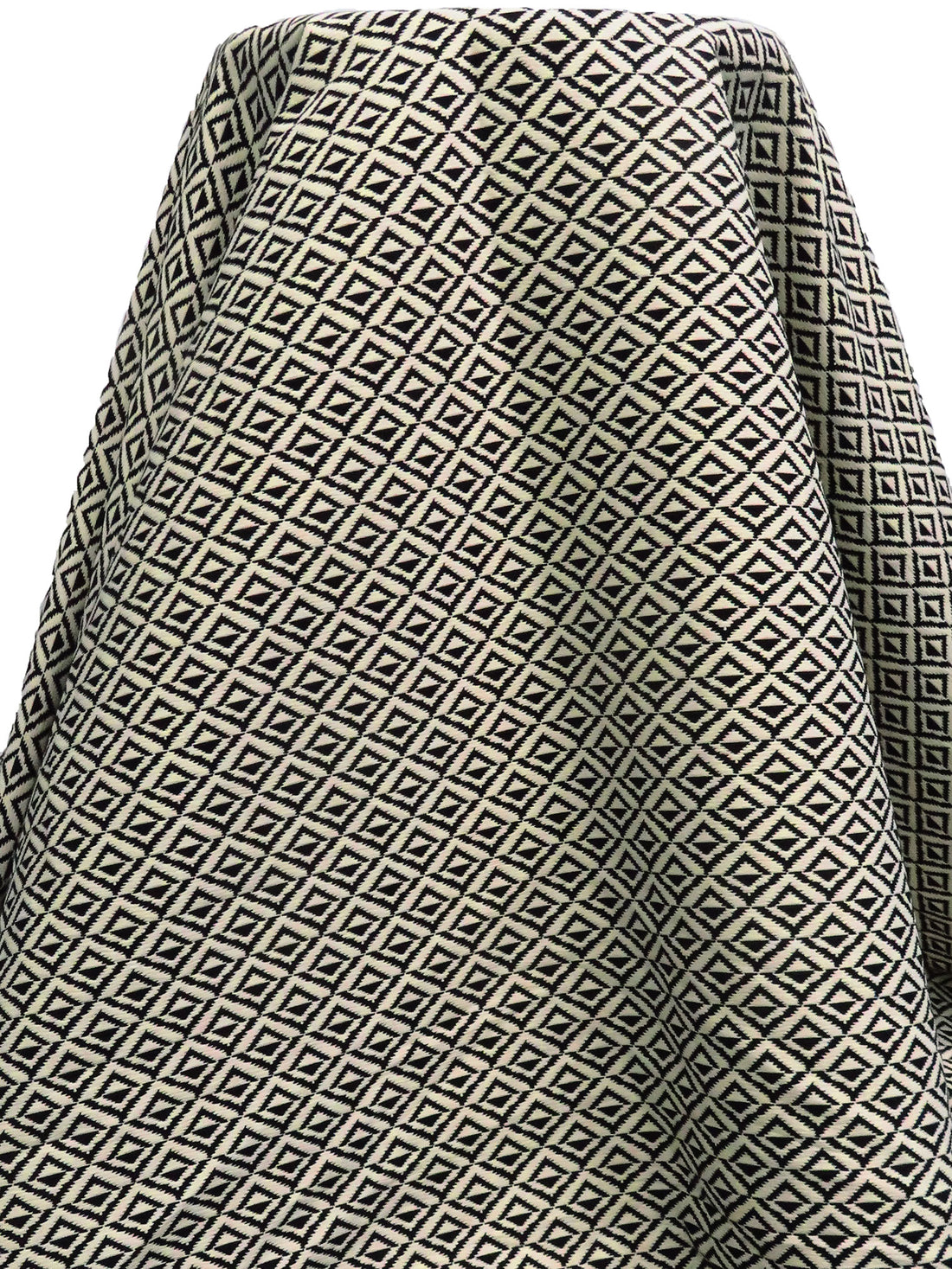 Black/Bisque Rayon/Nylon/Lycra Geometric Weave Jacquard Stretch Bengaline Suiting 60W