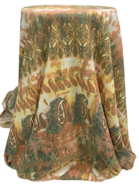 Caramel Brown/Yellow Ochre/Off-White Polyester/Lycra Abstract Paisley Print Brushed Hacci Sweater Knit 54W