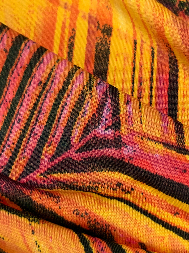 Saffron/Punky Pink/Black Polyester/Lycra Abstract Print DTY Knit 58W