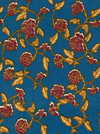 Dark Imperial Blue/Ruby Wine/Golden Sand Polyester/Lycra Floral Print Double Brushed Knit 60W