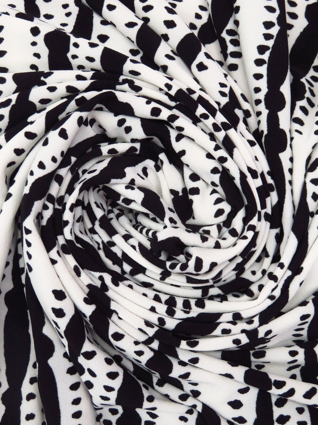 Off-White/Black Polyester/Lycra "Pop" Lines Print ITY Knit - NY Designer - 58W