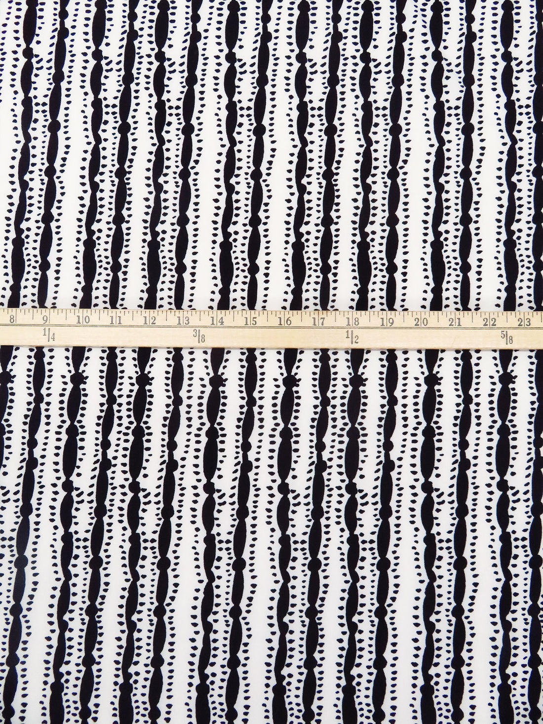 Off-White/Black Polyester/Lycra "Pop" Lines Print ITY Knit - NY Designer - 58W