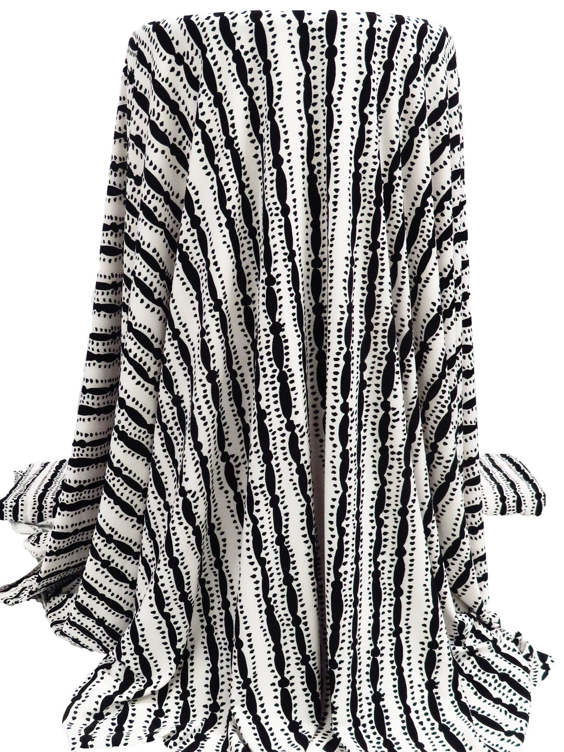 Off-White/Black Polyester/Lycra "Pop" Lines Print ITY Knit - NY Designer - 58W