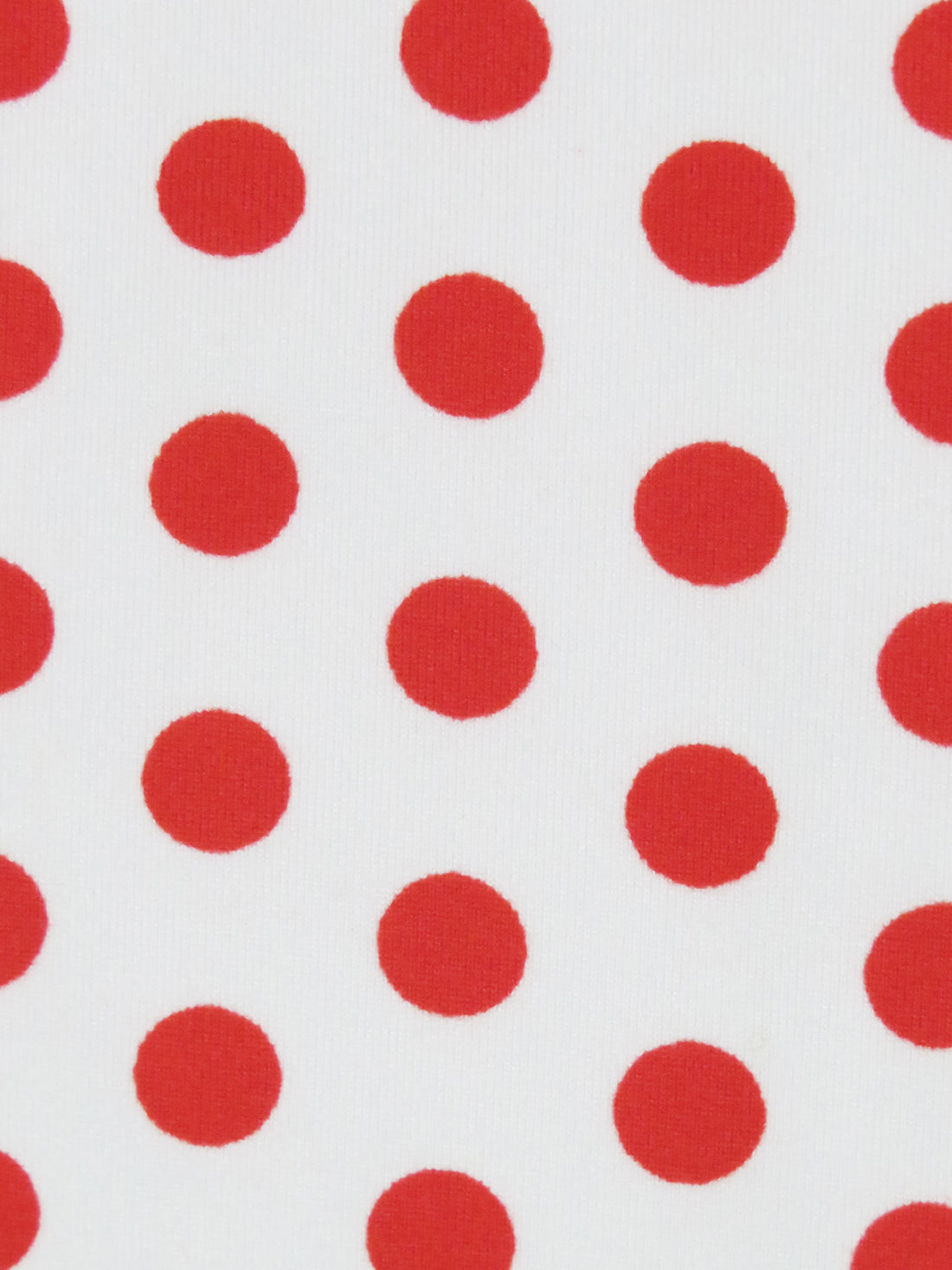 White/Scarlet Polyester/Lycra Polka Dot Print Double Brushed Knit 58W