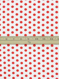 White/Scarlet Polyester/Lycra Polka Dot Print Double Brushed Knit 58W