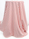 White/Scarlet Polyester/Lycra Polka Dot Print Double Brushed Knit 58W