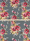 Dark Evergreen/Brick Red/Goldenrod/Multi Polyester/Lycra Floral On Horizontal Stripe Print Double Brushed Knit 58W