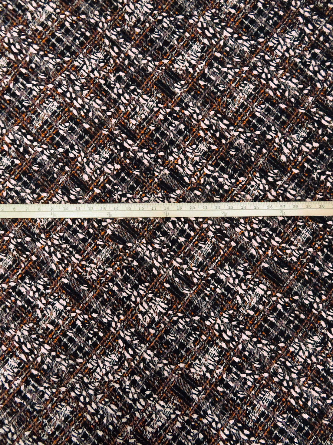 Black/Dusty Orange/Dust Strom Pink/Multi 100% Polyester Abstract Print Pleated Crinkle Knit - NY Designer - 55W