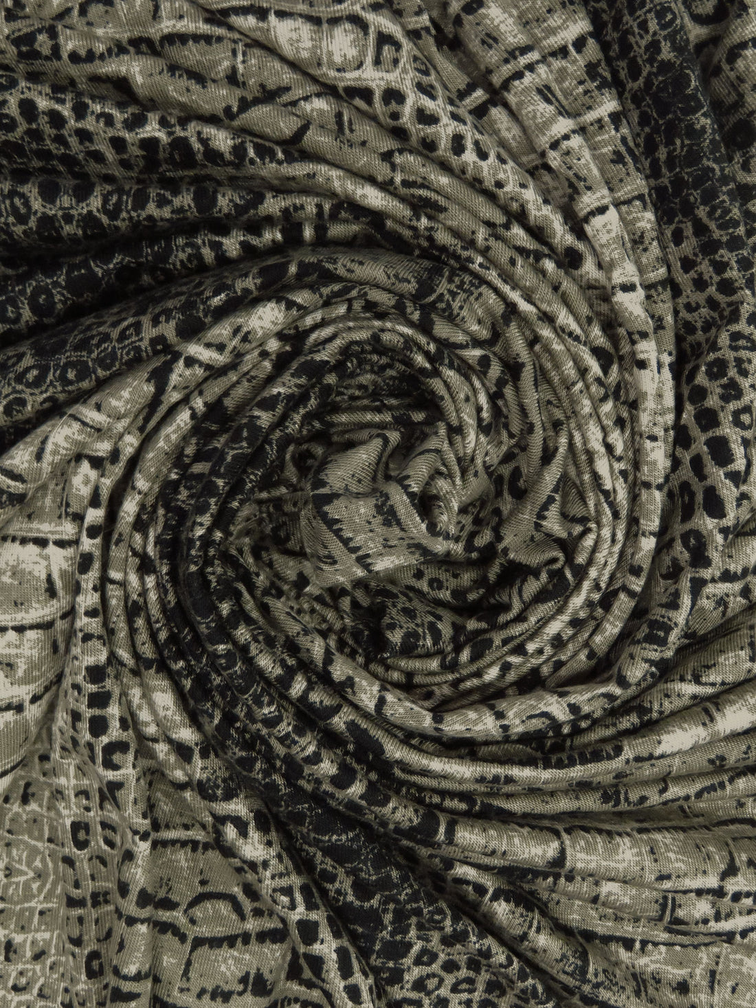 Muted Sage Gray/Black Rayon/Lycra Scales Print Jersey Knit - Imported From Italy - 60W