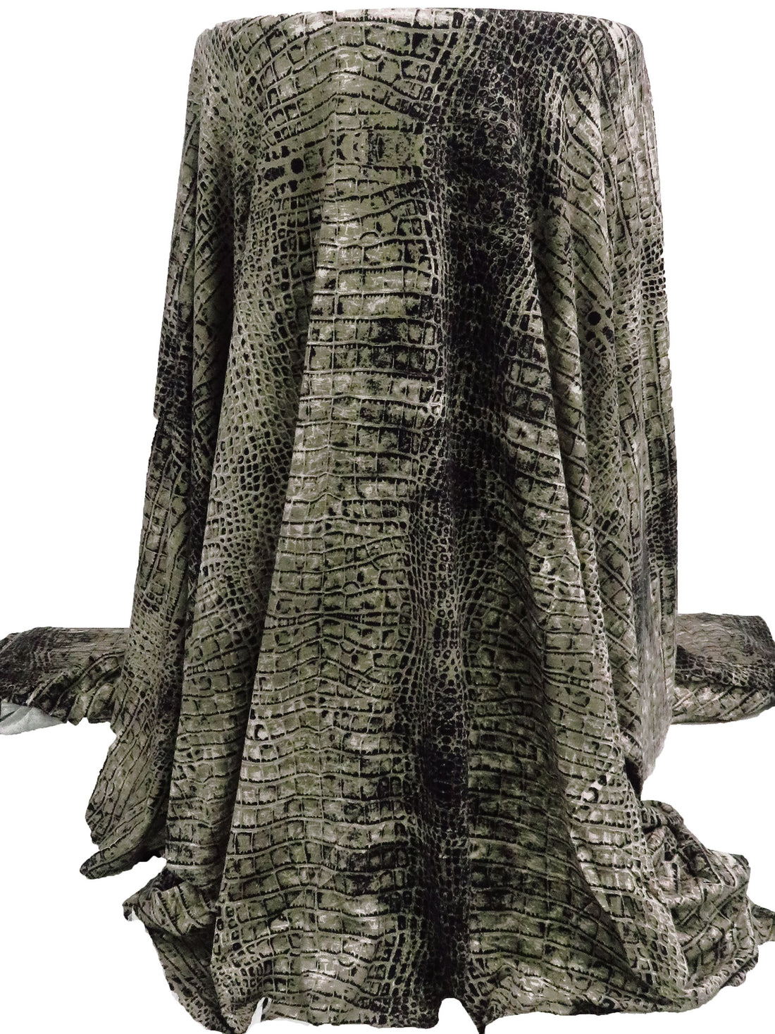 Muted Sage Gray/Black Rayon/Lycra Scales Print Jersey Knit - Imported From Italy - 60W