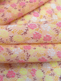 Apricot/French Pink/Pale Lemon/Multi 100% Polyester Ornate Double Border Floral Print Voile 56W