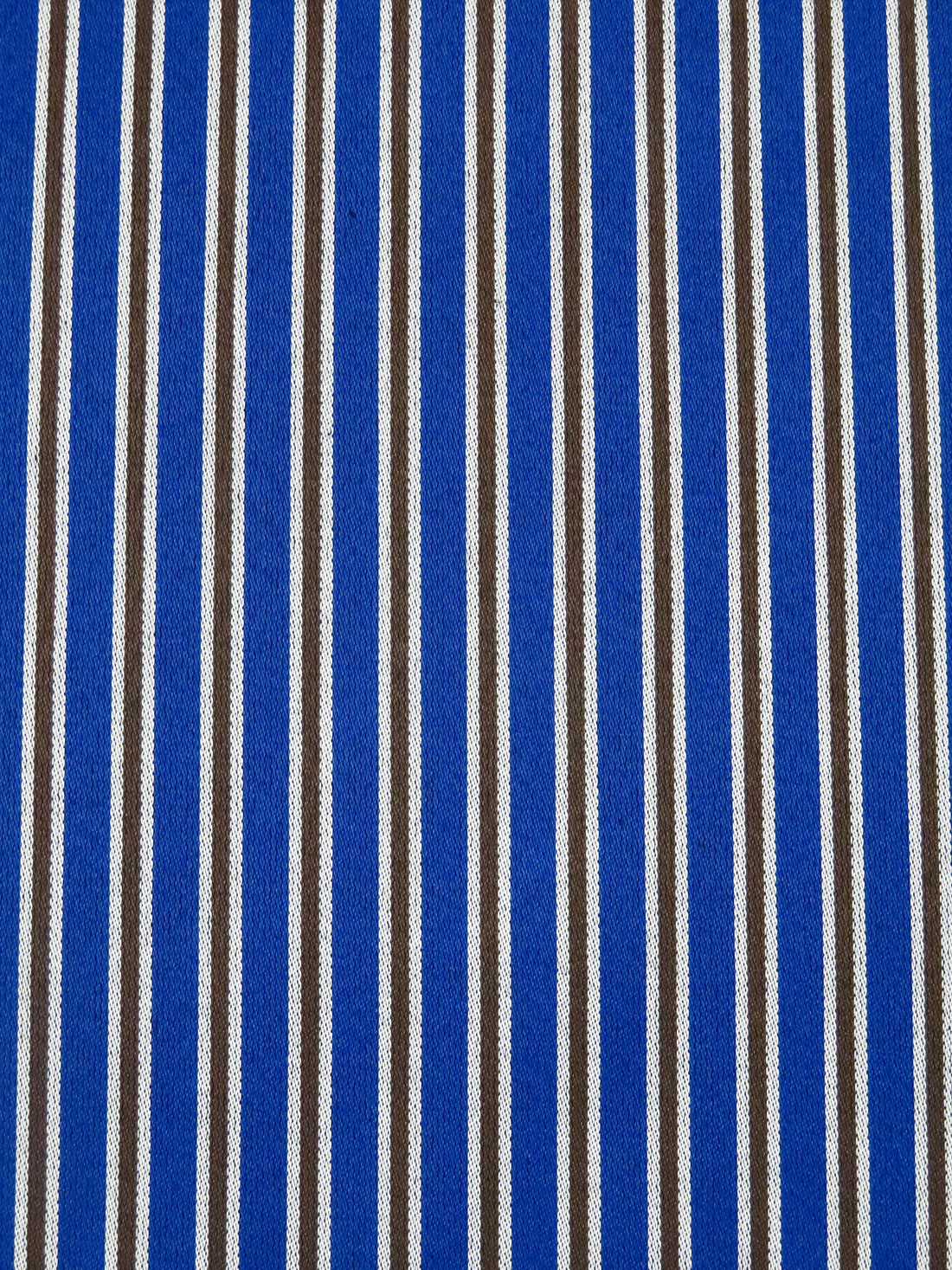 Royal Blue/White/Dark Brown 100% Cotton Vertical Stripe Weave Sateen Shirting 58W