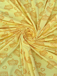 Corn Yellow/Marigold Orange 100% Cotton Crown Print French Terry Knit 64W