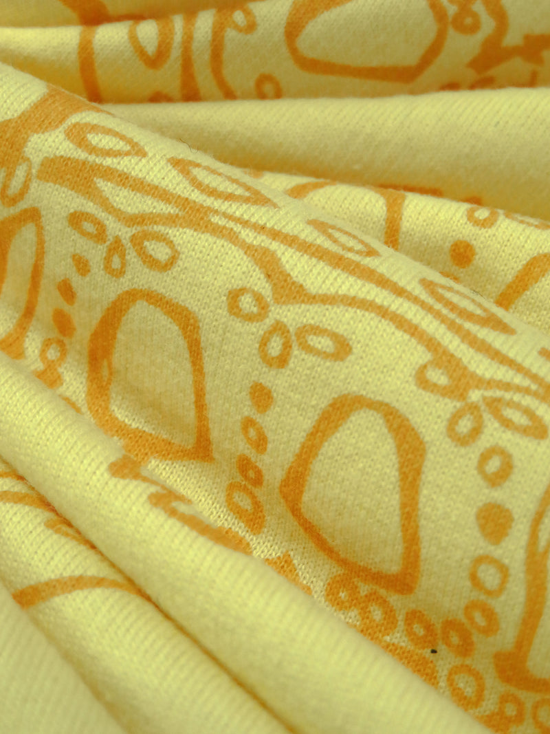 Corn Yellow/Marigold Orange 100% Cotton Crown Print French Terry Knit 64W