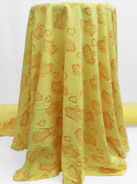 Corn Yellow/Marigold Orange 100% Cotton Crown Print French Terry Knit 64W