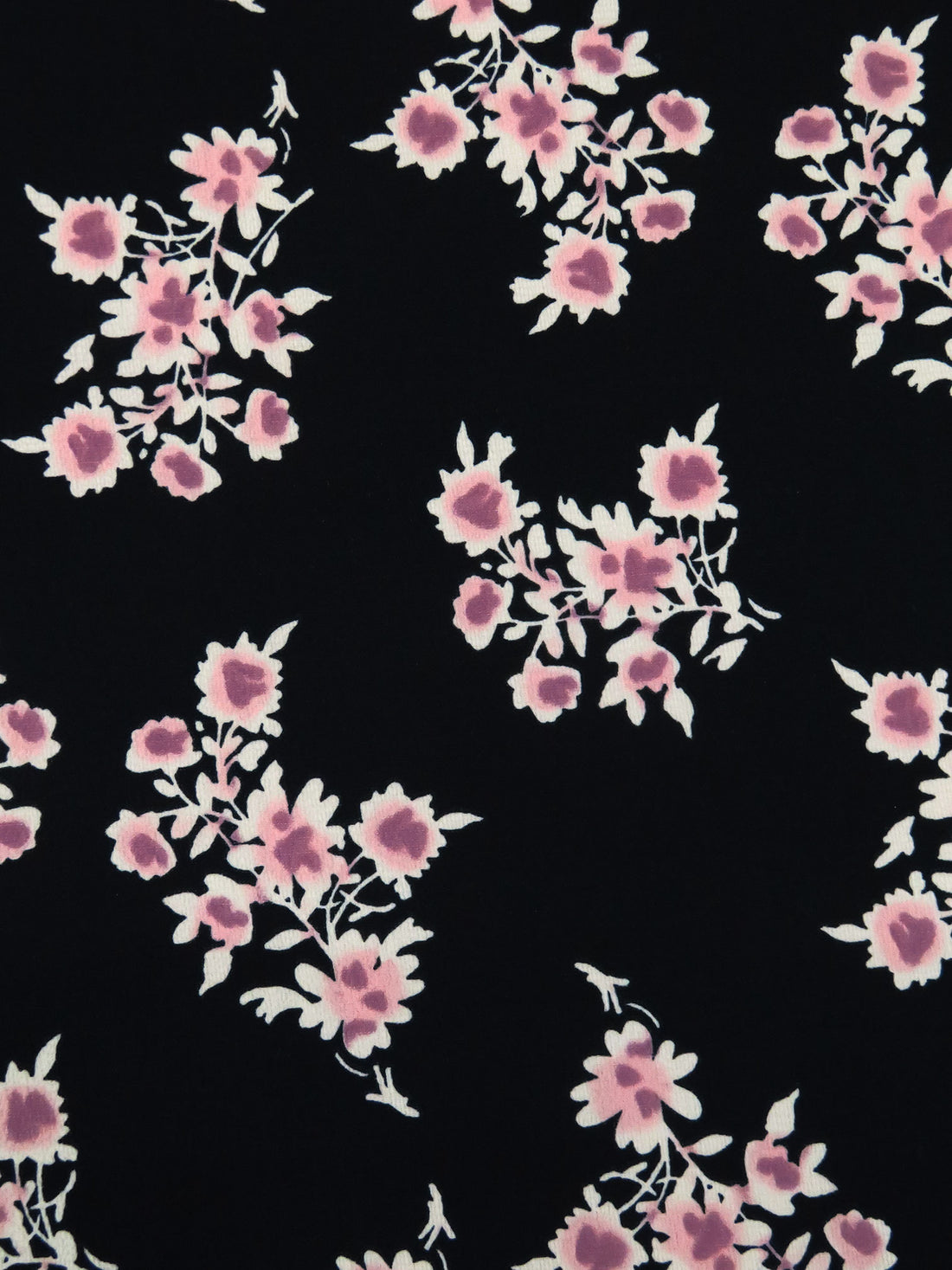 Black/Dark China Rose/Beige/Multi 100% Polyester Floral Cluster Print Crepe De Chine 58W