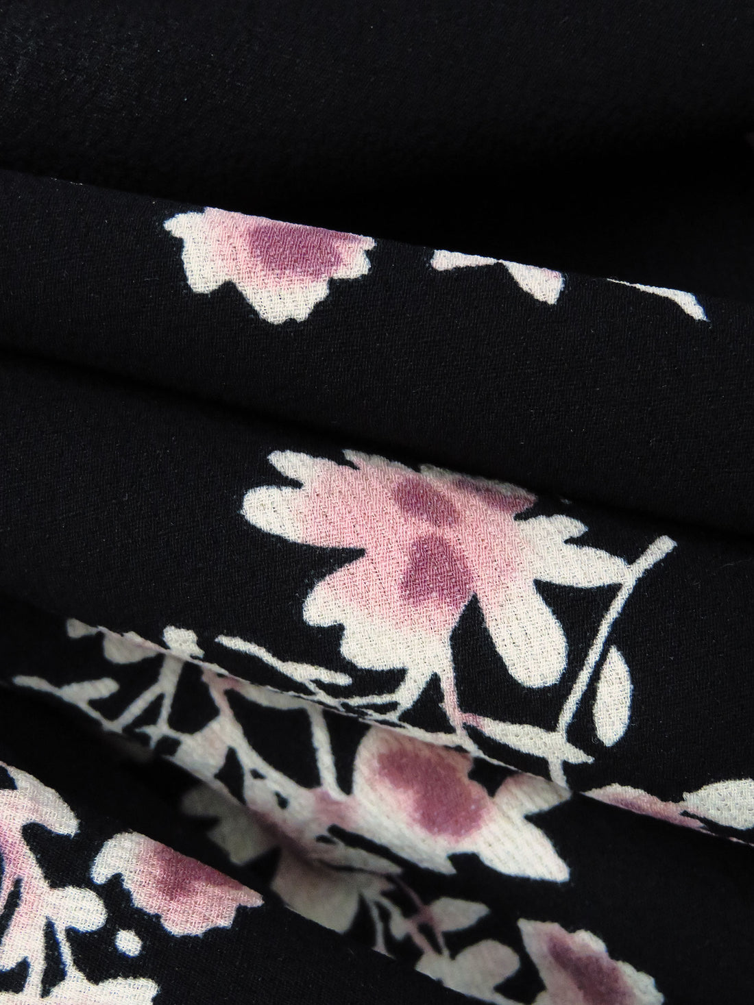 Black/Dark China Rose/Beige/Multi 100% Polyester Floral Cluster Print Crepe De Chine 58W