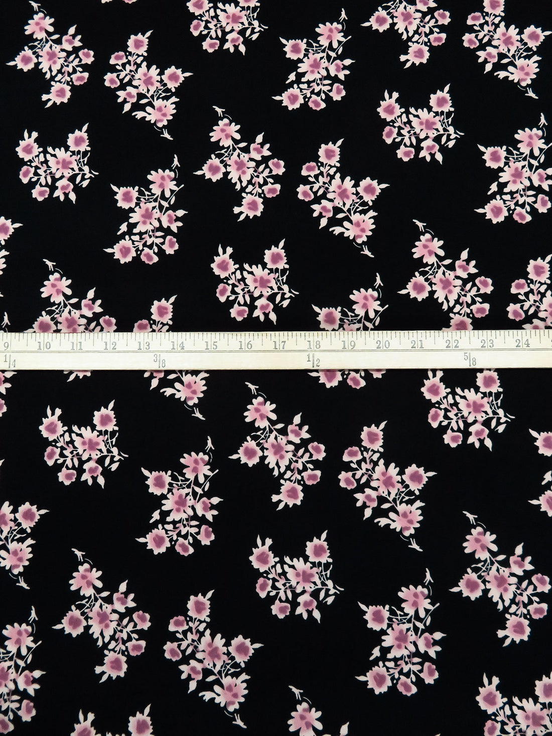 Black/Dark China Rose/Beige/Multi 100% Polyester Floral Cluster Print Crepe De Chine 58W