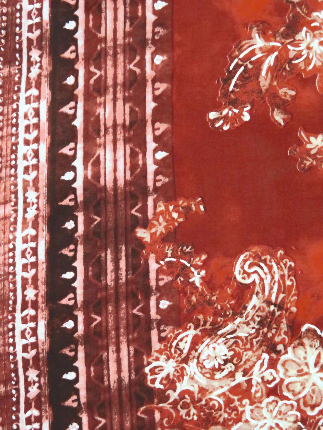 Vermilion/Dark Liver/White/Multi Polyester/Lycra Double Border Abstract Floral Puff Print ITY Knit 56W