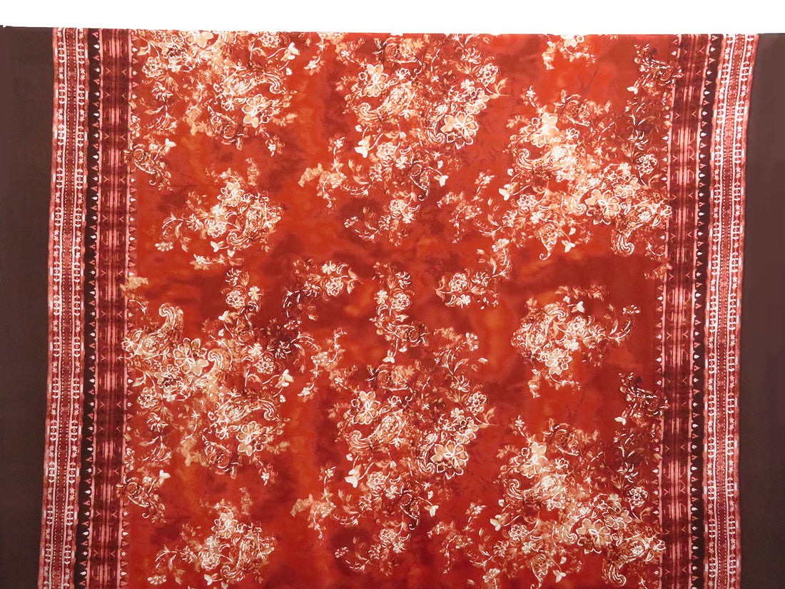 Vermilion/Dark Liver/White/Multi Polyester/Lycra Double Border Abstract Floral Puff Print ITY Knit 56W