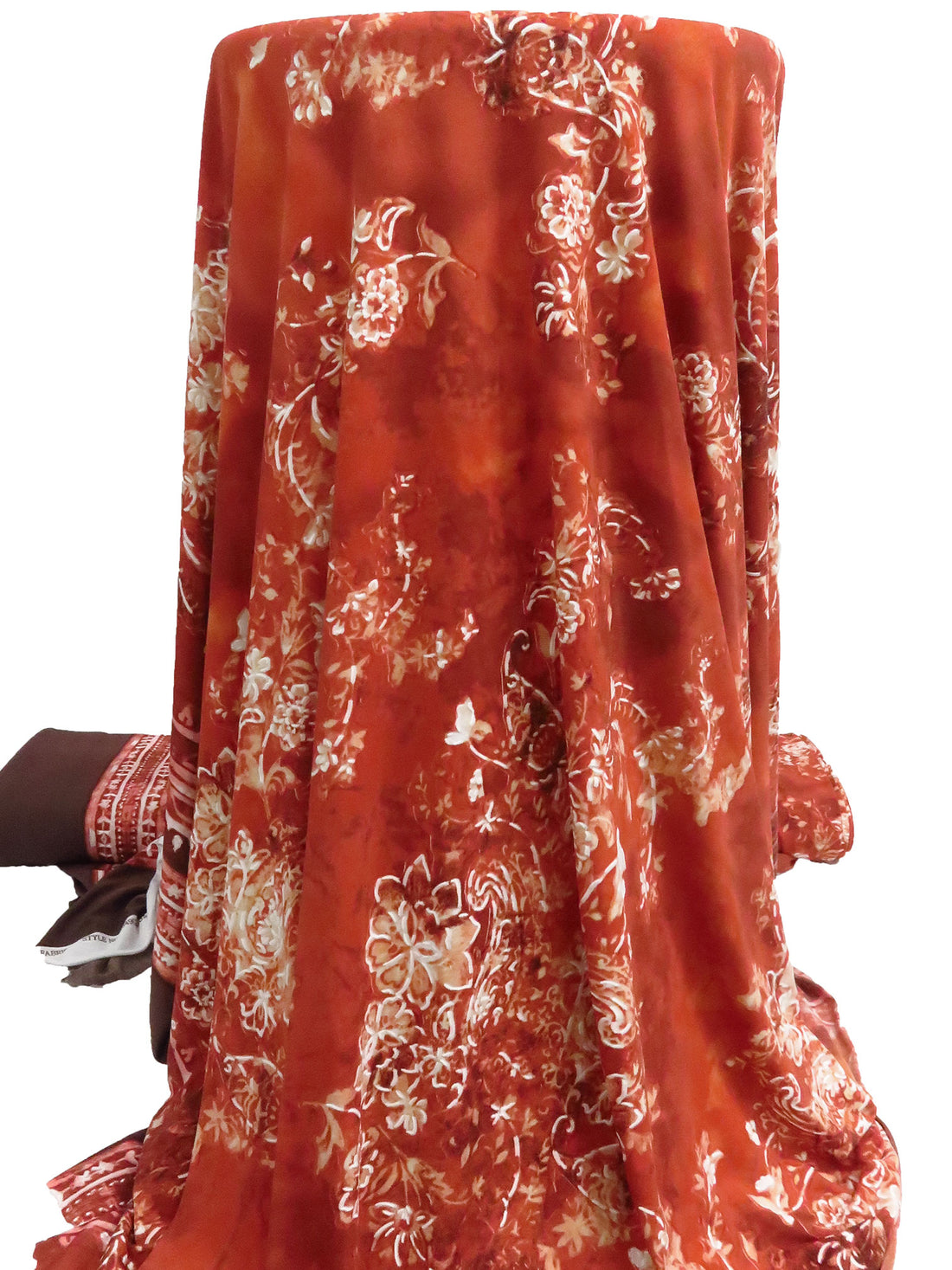 Vermilion/Dark Liver/White/Multi Polyester/Lycra Double Border Abstract Floral Puff Print ITY Knit 56W