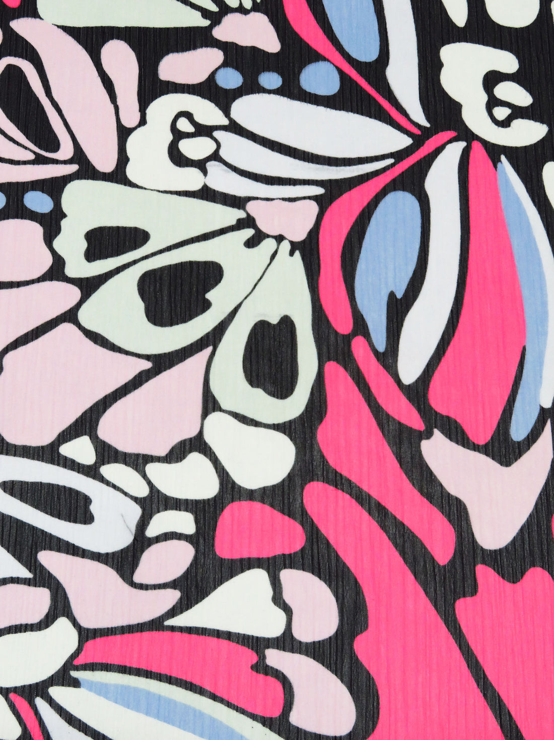 Black/Jordy Blue/Highlighter Pink/Multi 100% Polyester Abstract Print Crinkle Chiffon 56W