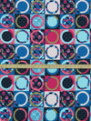 Deep Pacific Blue/Hot Magenta/Robin's Egg Blue/Multi Polyester/Lycra Geometric Tile Print Liverpool Double Knit 58W