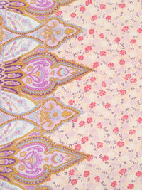 Begonia/Ballet Pink/Sunray/Multi 100% Polyester Ornate Double Border Small Floral Print Gauze 57W