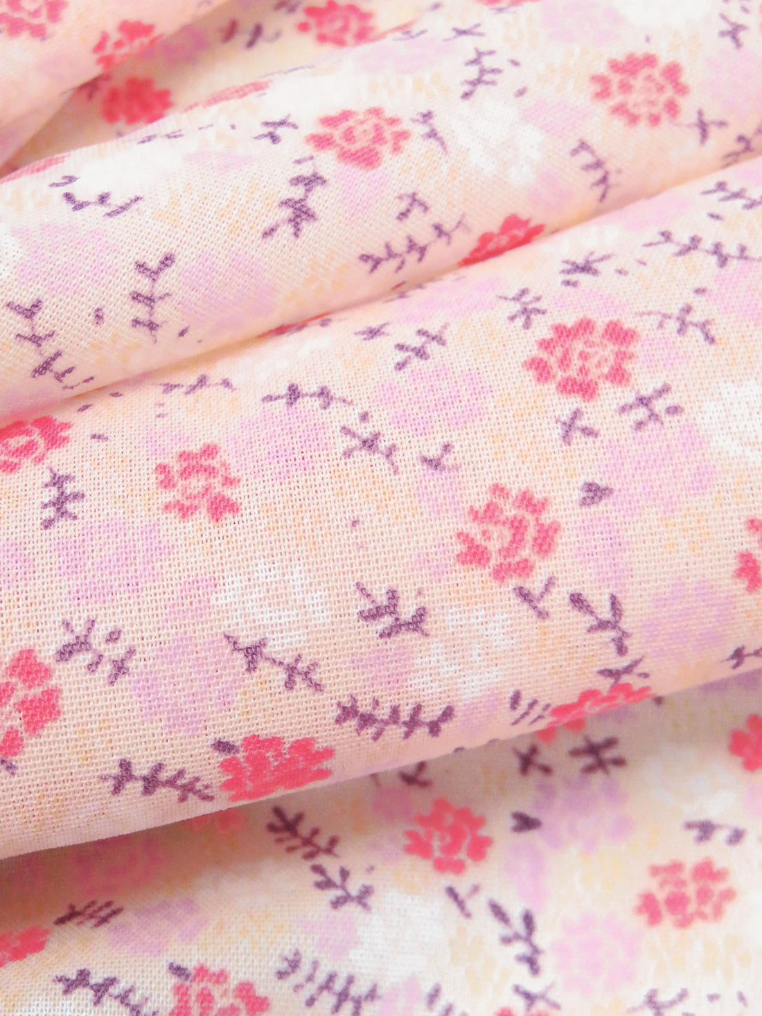 Begonia/Ballet Pink/Sunray/Multi 100% Polyester Ornate Double Border Small Floral Print Gauze 57W