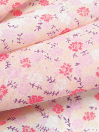 Begonia/Ballet Pink/Sunray/Multi 100% Polyester Ornate Double Border Small Floral Print Gauze 57W