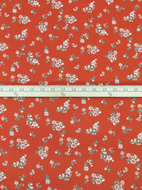 Muted Vermilion/Ballet Pink/Dark Mint/Multi 100% Polyester Floral Print Bubble Crepe 58W