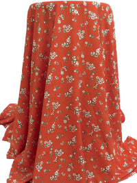 Muted Vermilion/Ballet Pink/Dark Mint/Multi 100% Polyester Floral Print Bubble Crepe 58W