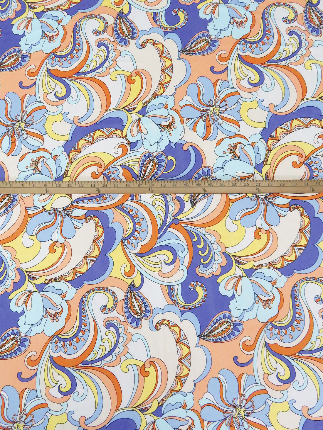 Maize/Light Tangelo/Light Steel Blue/Multi Polyester/Lycra Abstract Floral Print Double Brushed Knit 57W