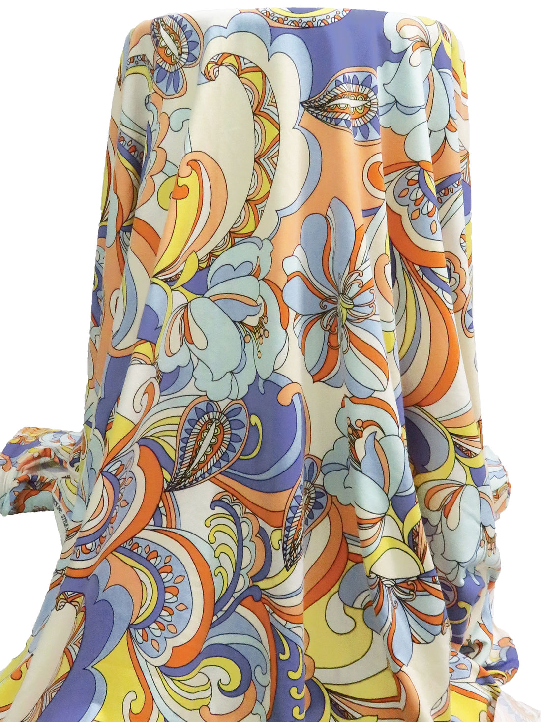 Maize/Light Tangelo/Light Steel Blue/Multi Polyester/Lycra Abstract Floral Print Double Brushed Knit 57W