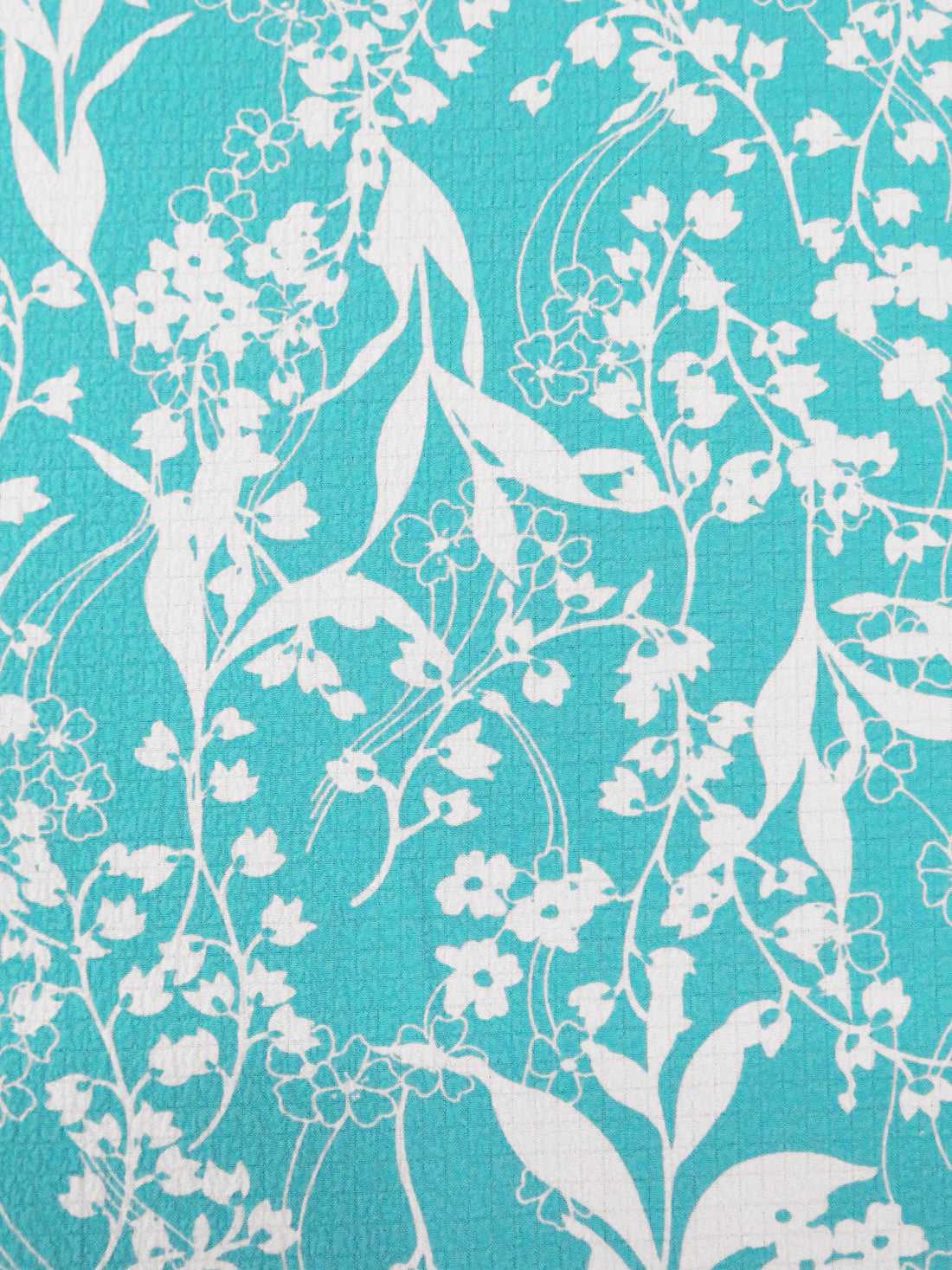 Sea Serpent Blue/White 100% Polyester Floral Silhouette Print Puckered Shirting 59W
